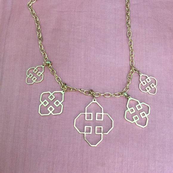 New yellow gold tone geometric cut necklace - Picture 5 of 7